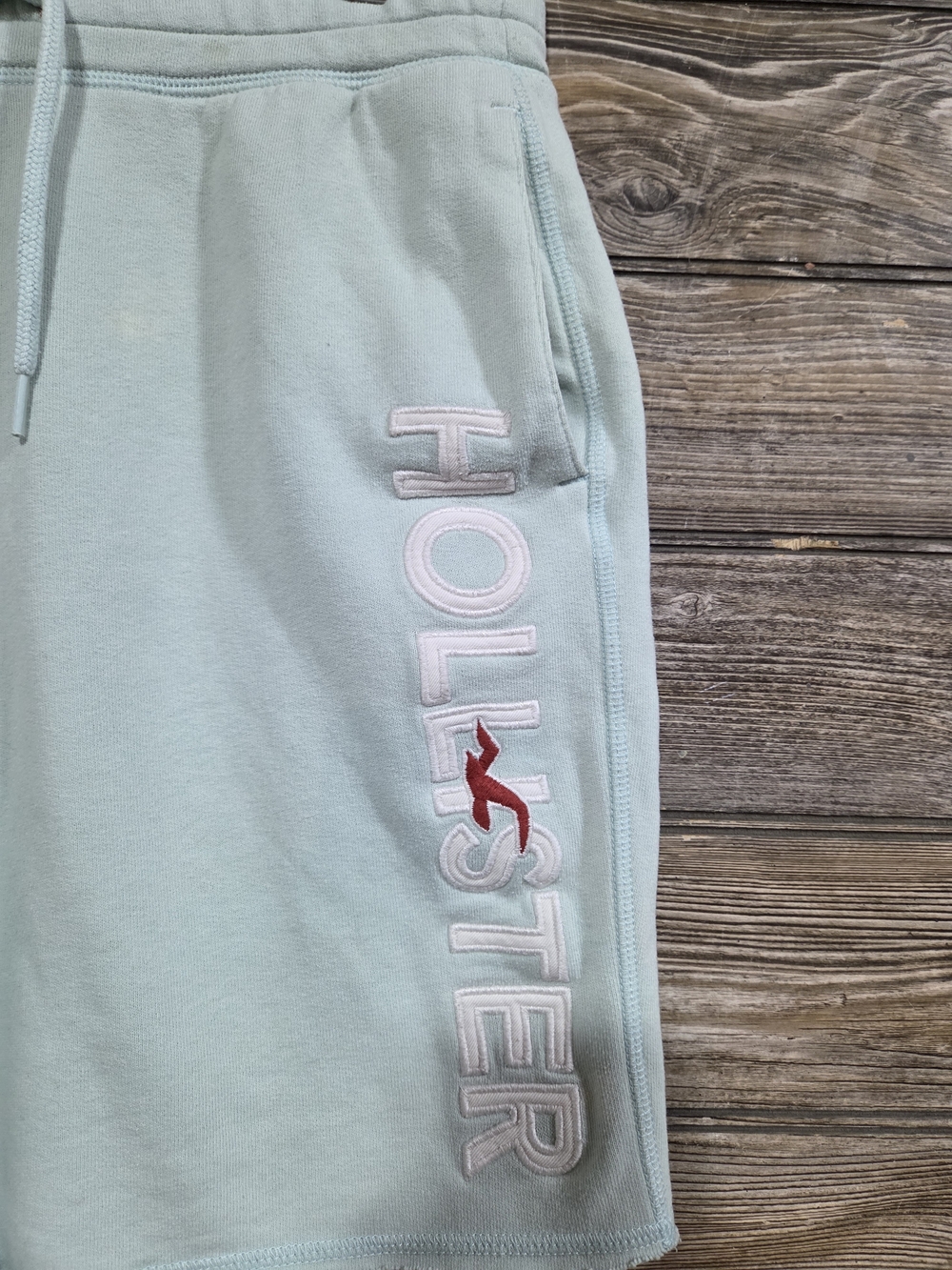 Hollister Mint Green Logo Fleece Lounge Shorts Drawstring, Pockets Size Small - Picture 4 of 9